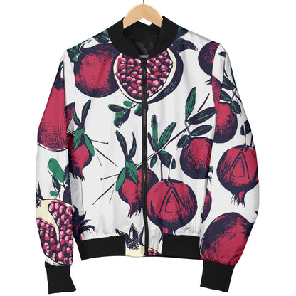 Pomegranate Pattern Print Design PG01 Women Bomber Jacket
