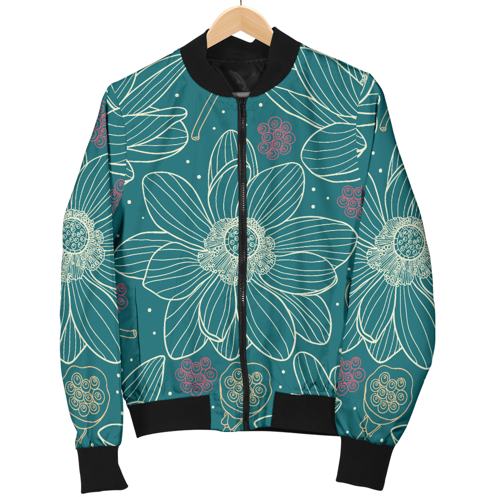 Lotus Pattern Print Design 01 Women's Bomber Jacket