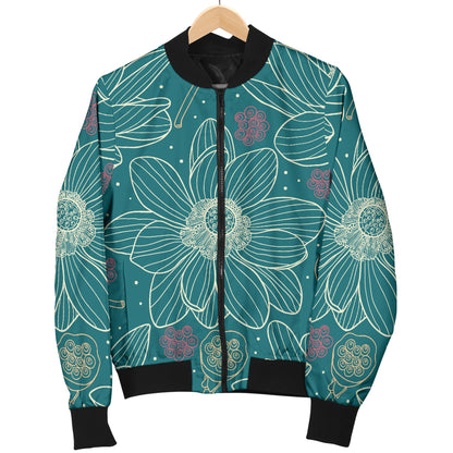 Lotus Pattern Print Design 01 Women's Bomber Jacket