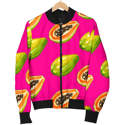 Papaya Pattern Print Design PP02 Women Bomber Jacket