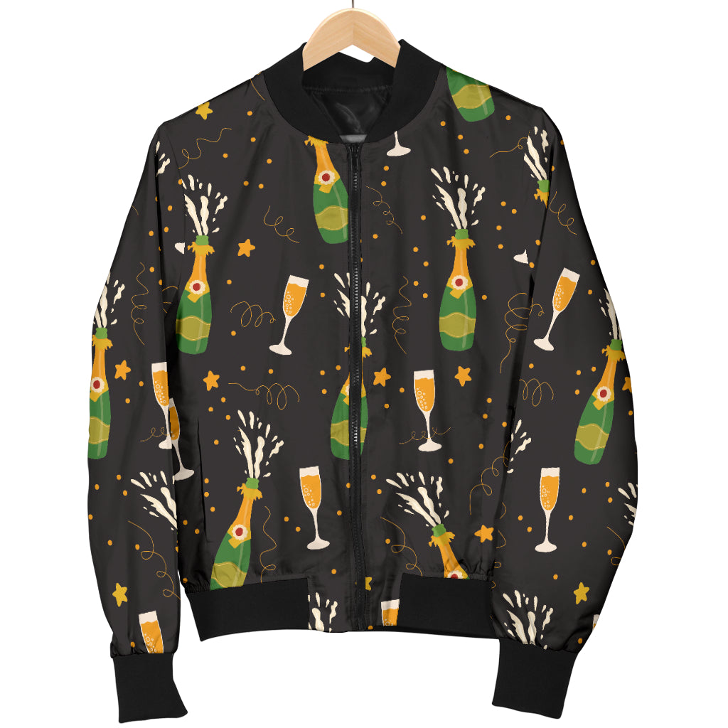 Champagne Pattern Print Design 04 Women's Bomber Jacket