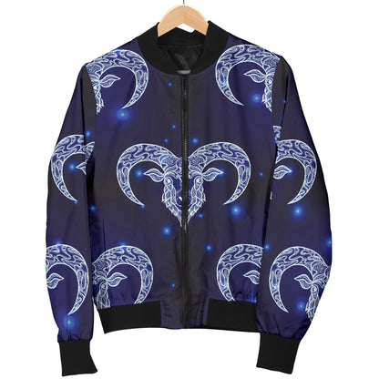 Aries Zodiac Pattern Print Design 01 Women's Bomber Jacket