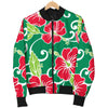 Red Hibiscus Pattern Print Design HB019 Women Bomber Jacket