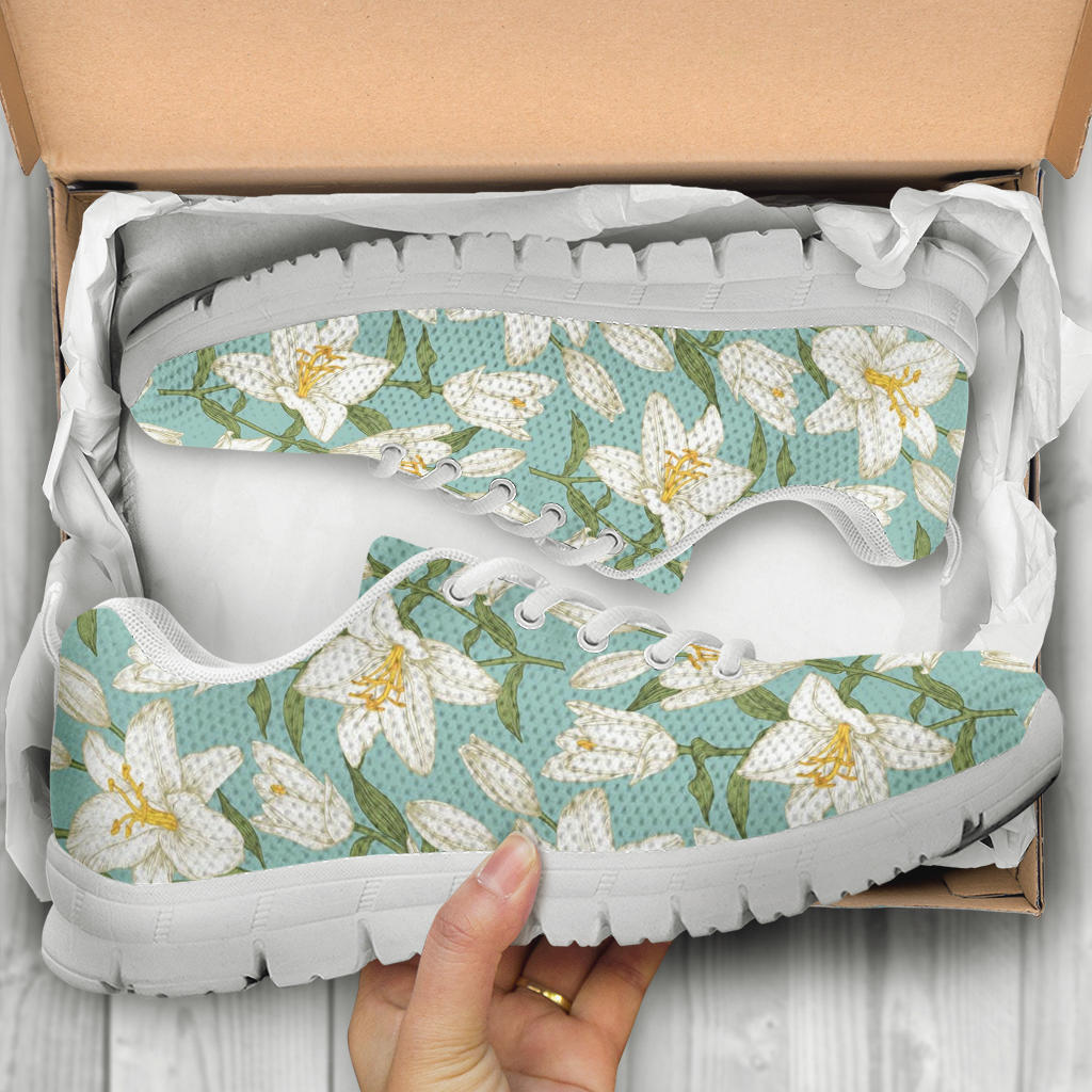 Lily Pattern Print Design LY09 Sneakers White Bottom Shoes