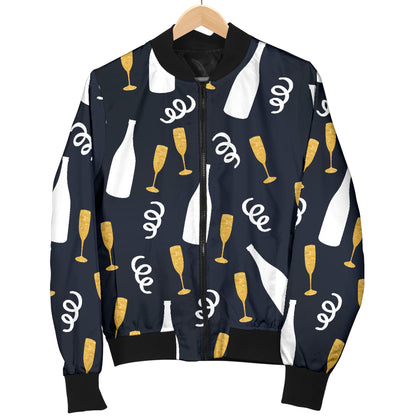 Champagne Pattern Print Design 01 Women's Bomber Jacket