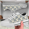 Daisy Pattern Print Design DS09 White Bottom Low Top Shoes