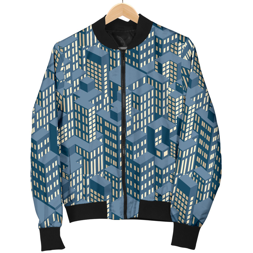 City Pattern Print Design 01 Women's Bomber Jacket