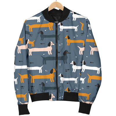 Dachshund Pattern Print Design 012 Women's Bomber Jacket