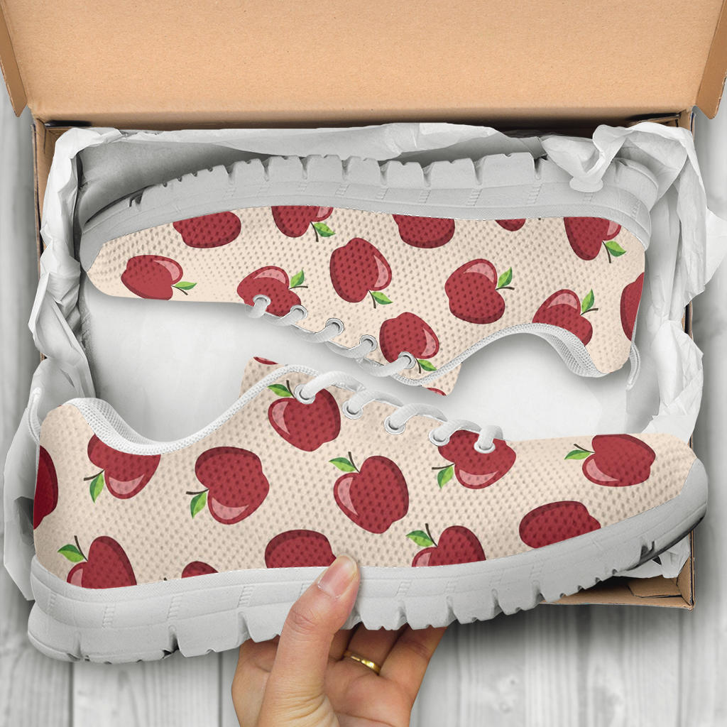Apple Pattern Print Design AP01 Sneakers White Bottom Shoes
