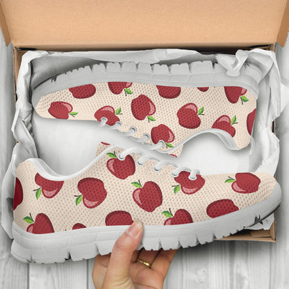 Apple Pattern Print Design AP01 Sneakers White Bottom Shoes