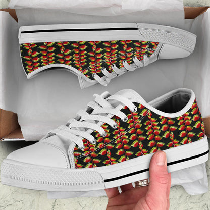 Heliconia Pattern Print Design HL05 White Bottom Low Top Shoes