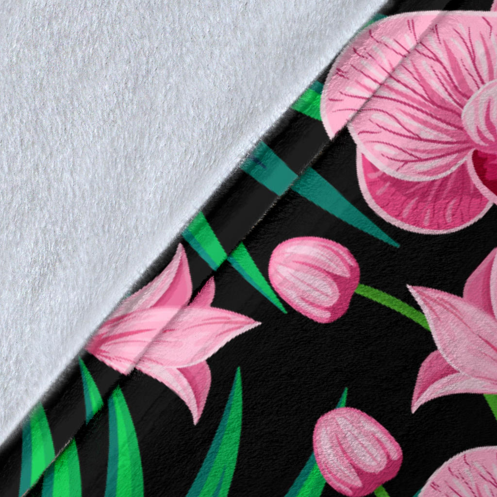 Orchid Pink Pattern Print Design OR06 Fleece Blanket