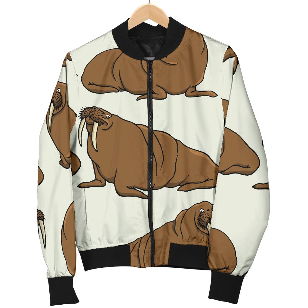 Walrus Pattern Print Design 03 Women's Bomber Jacket