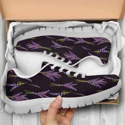 Lavender Pattern Print Design LV05 Sneakers White Bottom Shoes