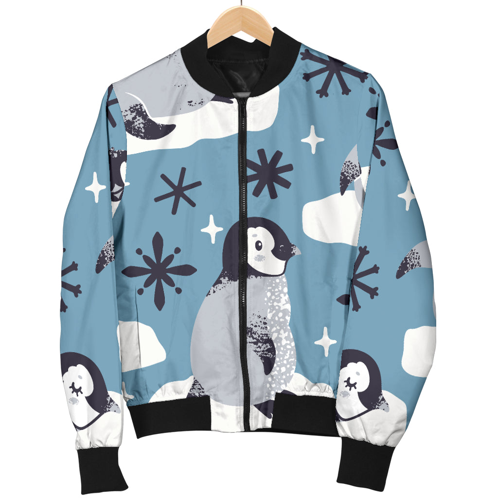 Penguin Pattern Print Design A05 Women's Bomber Jacket