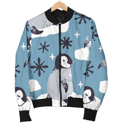 Penguin Pattern Print Design A05 Women's Bomber Jacket