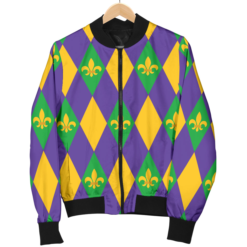 Mardi Gras Pattern Print Design 05 Women's Bomber Jacket