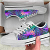 Neon Flower Tropical Palm Leaves White Bottom Low Top Shoes