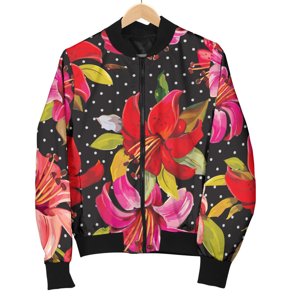 Lily Pattern Print Design LY012 Men Bomber Jacket