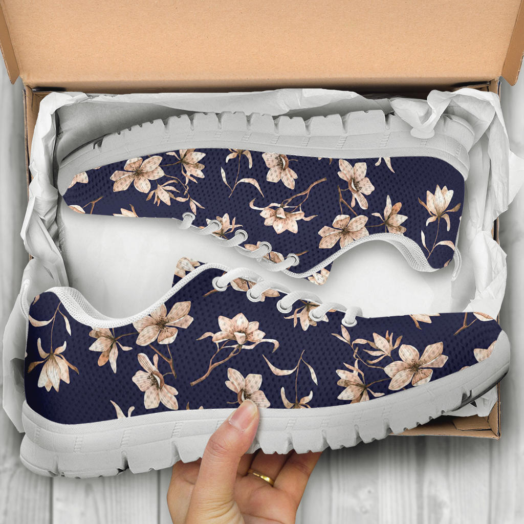 Beautiful Floral Pattern Sneakers White Bottom Shoes
