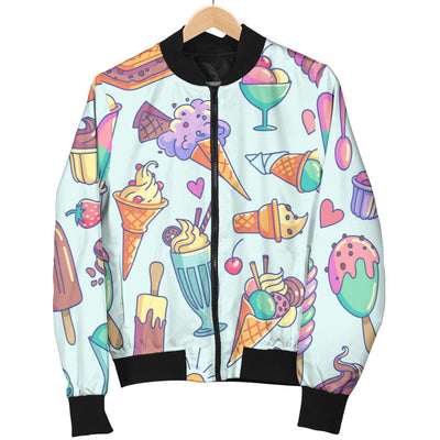 Ice Cream Pattern Print Design IC02 Women Bomber Jacket