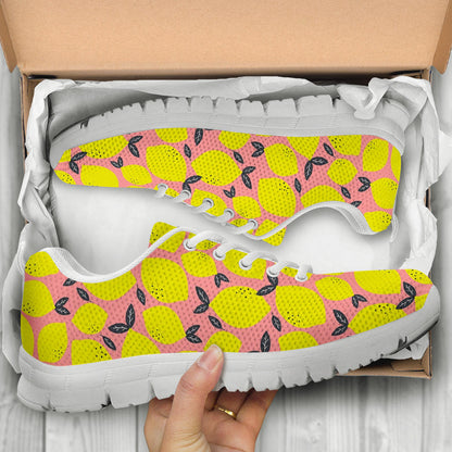Lemon Pattern Print Design LM03 Sneakers White Bottom Shoes