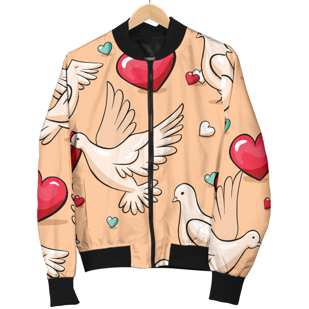 Pigeon Heart Pattern Print Design 04 Women's Bomber Jacket