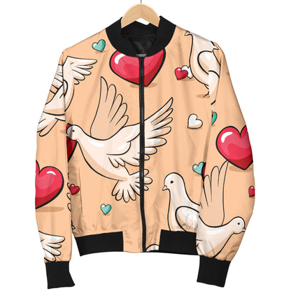 Pigeon Heart Pattern Print Design 04 Women's Bomber Jacket