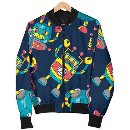Robot Pattern Print Design A05 Women's Bomber Jacket