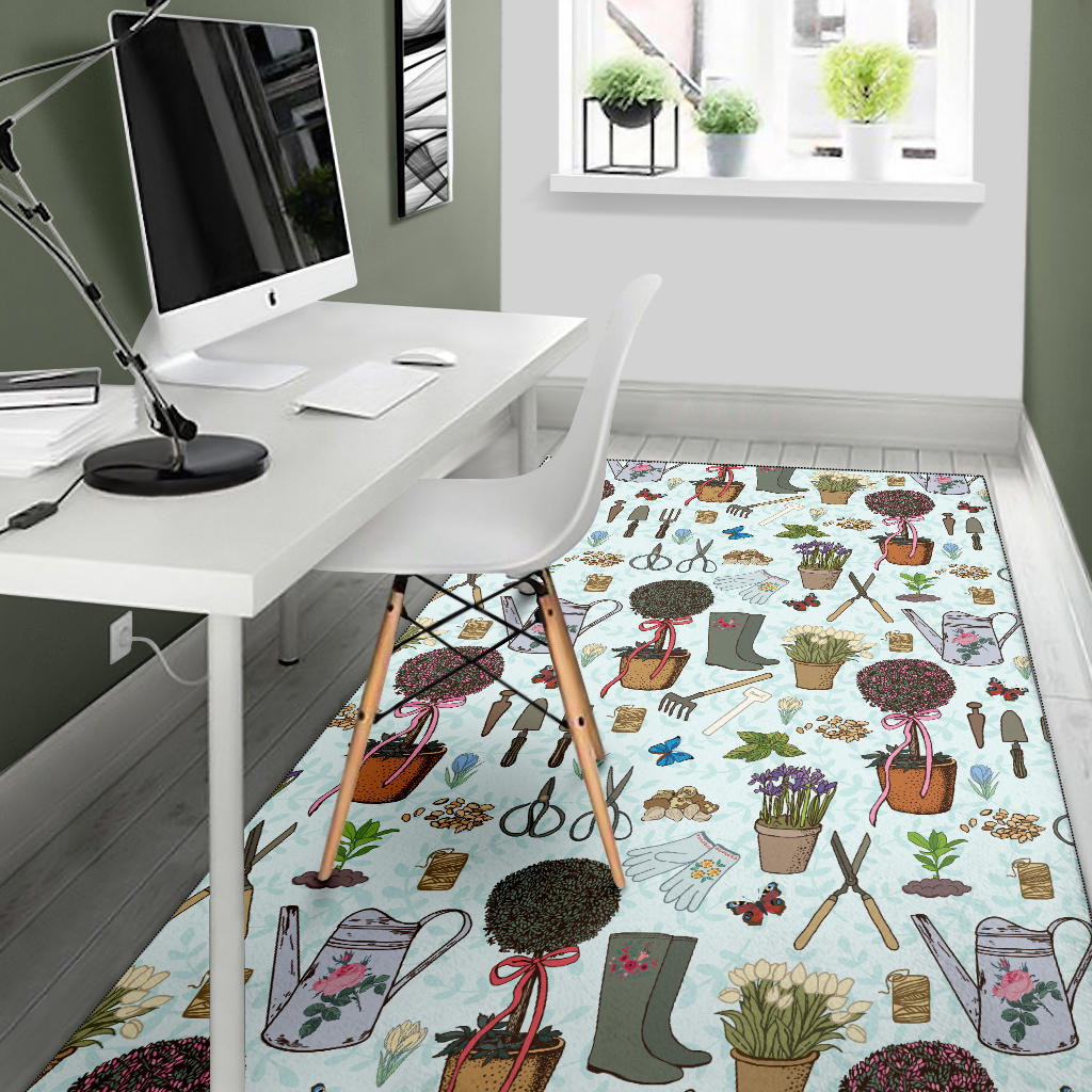Gardening Pattern Print Design G01 Area Rugs
