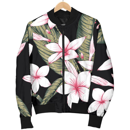 Plumeria Pattern Print Design PM021 Women Bomber Jacket