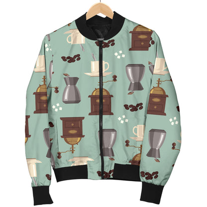 Coffee Pattern Print Design 04 Women's Bomber Jacket