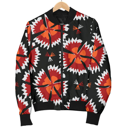 Carnations Pattern Print Design CN03 Women Bomber Jacket
