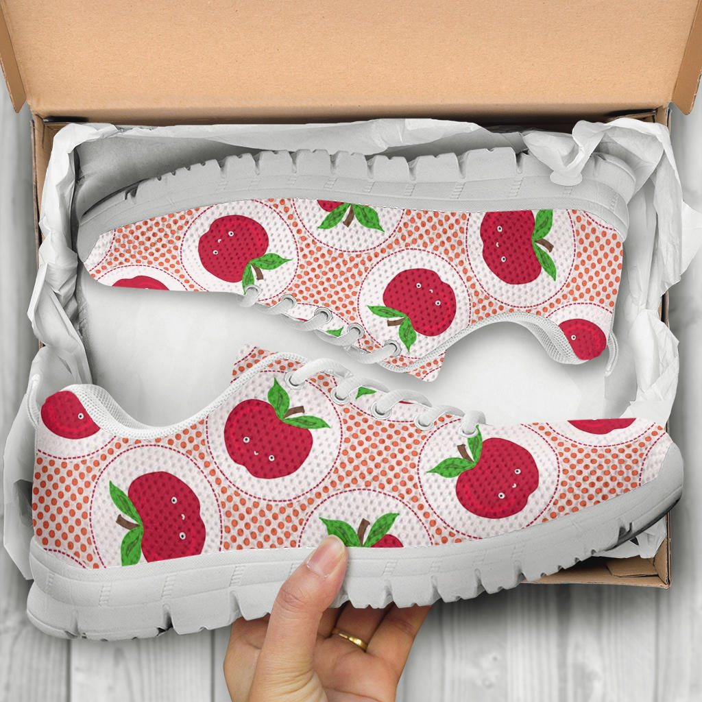 Apple Pattern Print Design AP08 Sneakers White Bottom Shoes