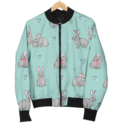 Bunny Pattern Print Design 02 Women's Bomber Jacket