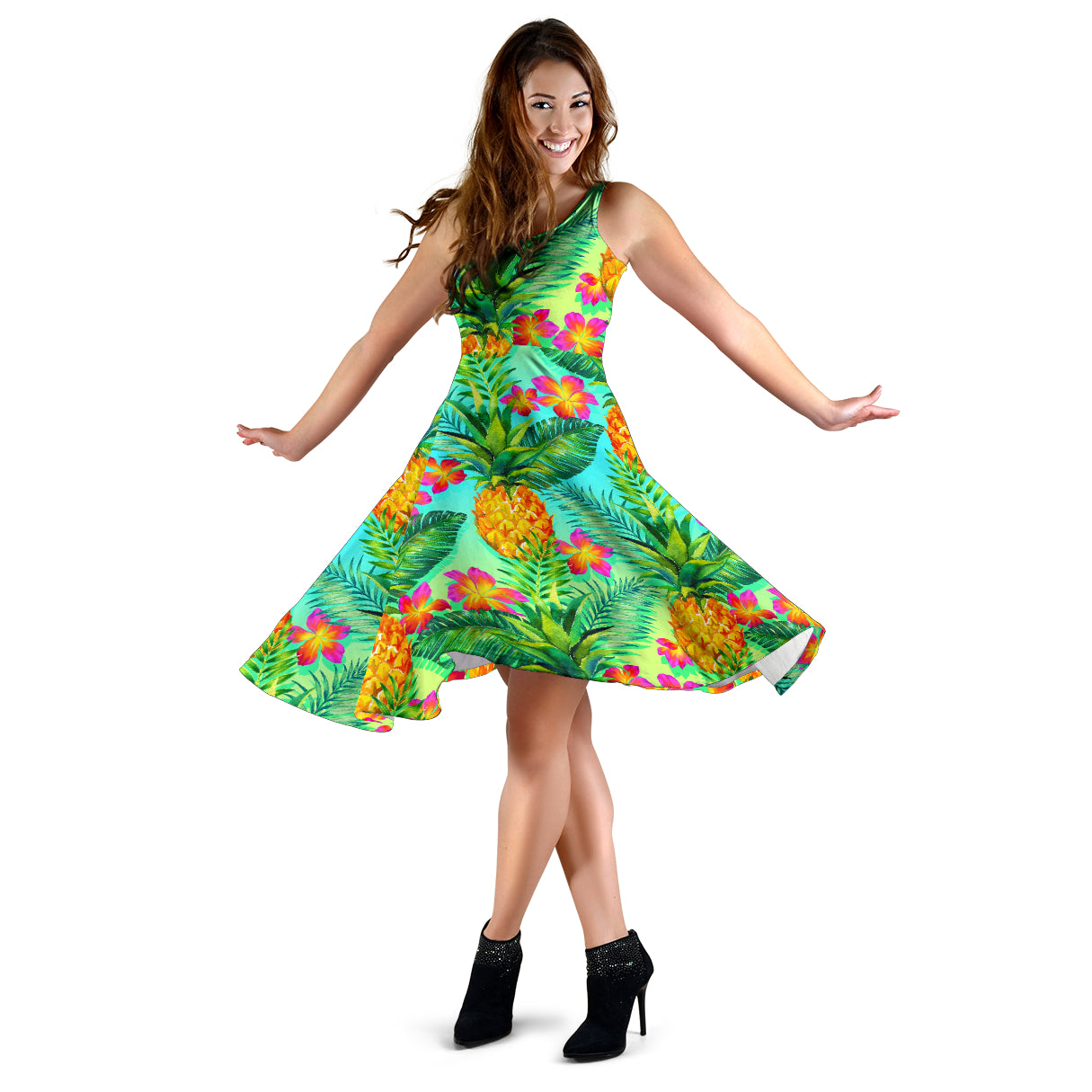 Pineapple Pattern Print Design PP010 Midi Dress