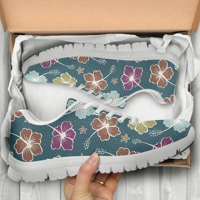 Hibiscus Pattern Print Design HB033 Sneakers White Bottom Shoes