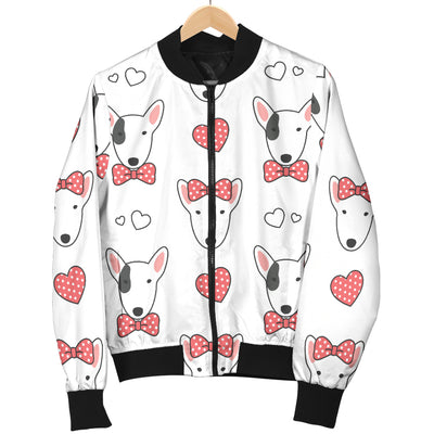 Bull Terriers Pattern Print Design 08 Women's Bomber Jacket