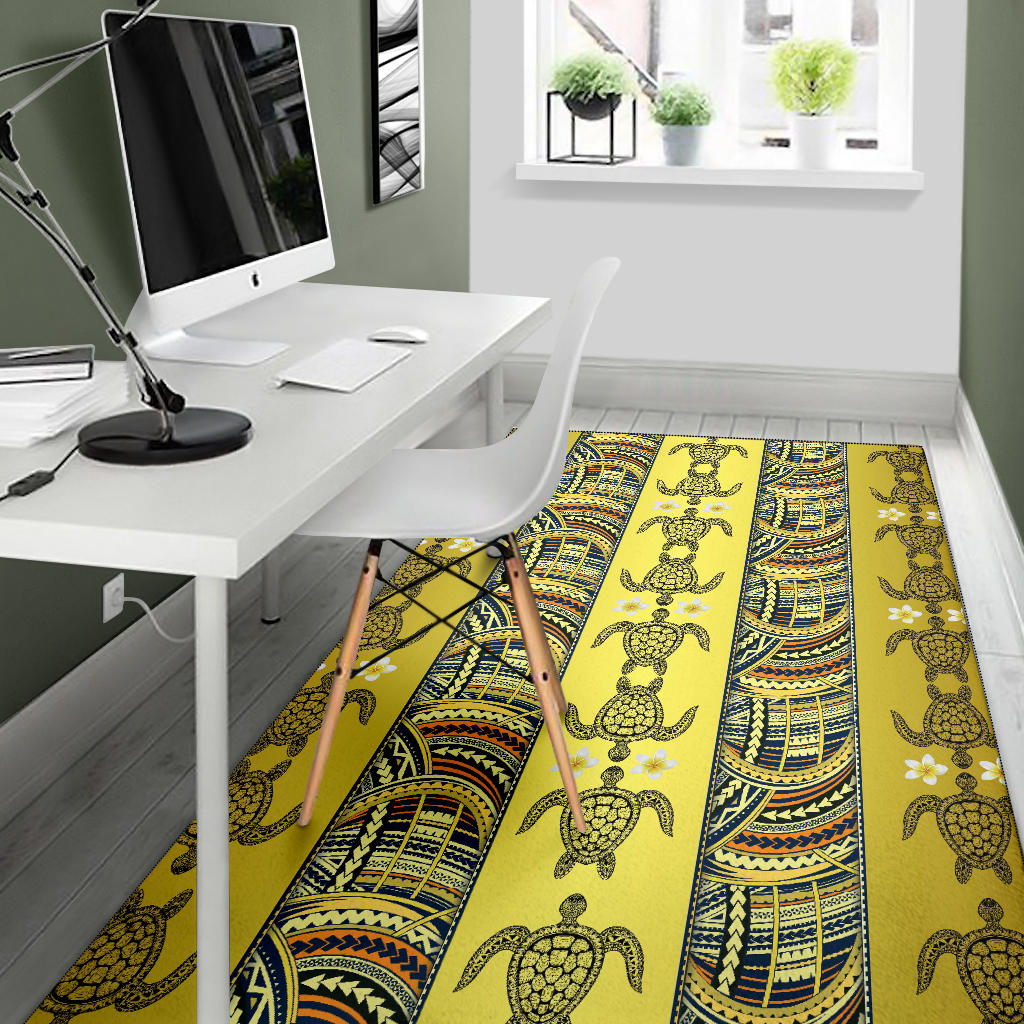 Polynesian Turtle Hawaiian Design Print Area Rugs