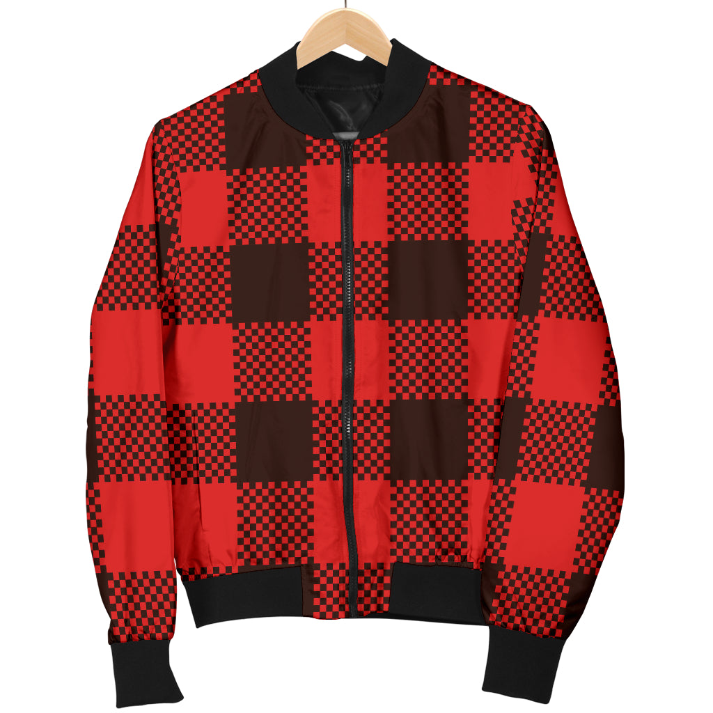 Buffalo check Red Pattern Print Design 05 Women's Bomber Jacket