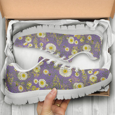 Daisy Pattern Print Design DS011 Sneakers White Bottom Shoes