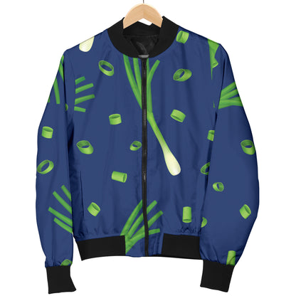 Leek Pattern Print Design 02 Women's Bomber Jacket