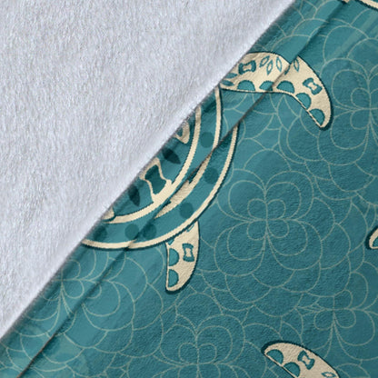 Sea Turtle Pattern Print Design T02 Fleece Blanket