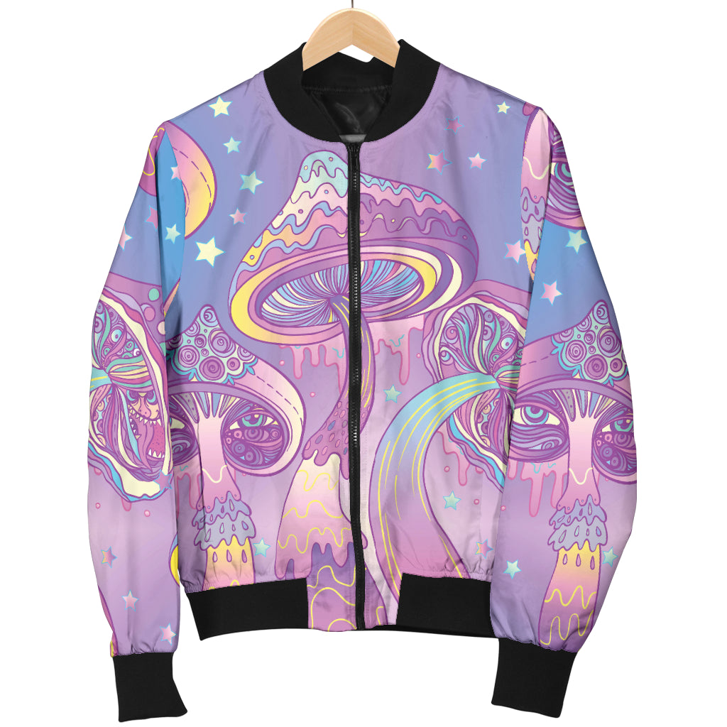 Psychedelic Mushroom Pattern Print Design A01 Women's Bomber Jacket