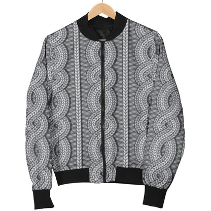 Cable Knit Pattern Print Design 01 Women's Bomber Jacket