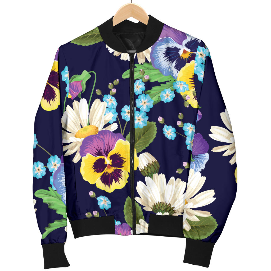 Pansy Pattern Print Design PS03 Men Bomber Jacket