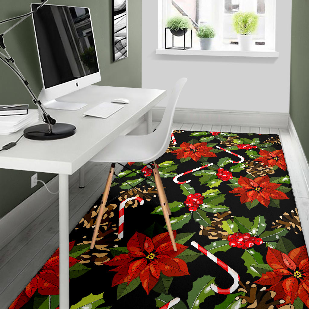 Poinsettia Pattern Print Design POT01 Area Rugs