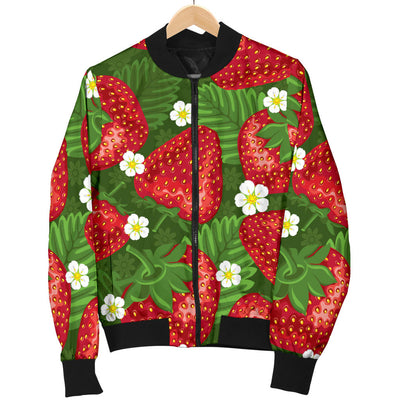 Strawberry Pattern Print Design SB05 Women Bomber Jacket