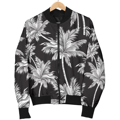 Palm Tree Pattern Print Design PT03 Women Bomber Jacket