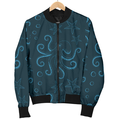 Octopus Pattern Print Design A05 Women's Bomber Jacket